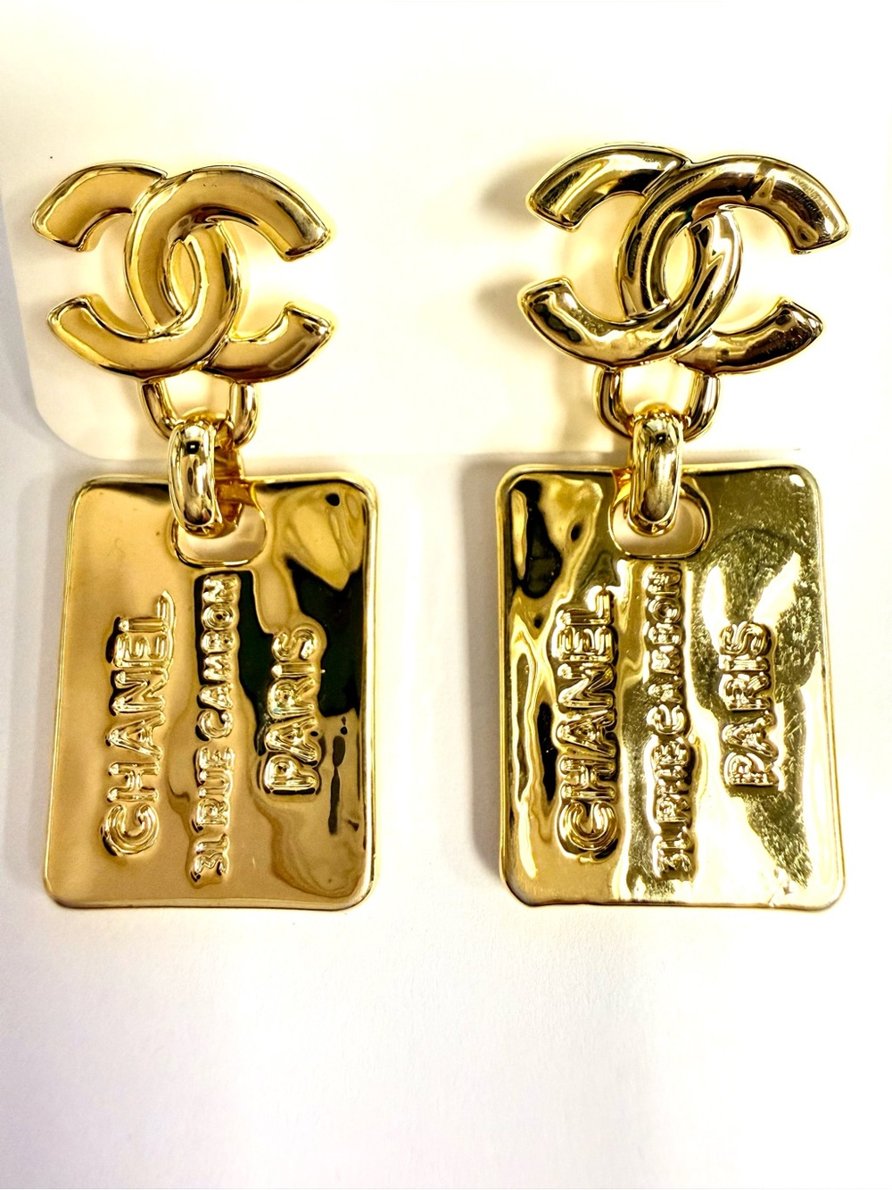 Gold-Tone Double gold bar Tag Drop fashion Earrings